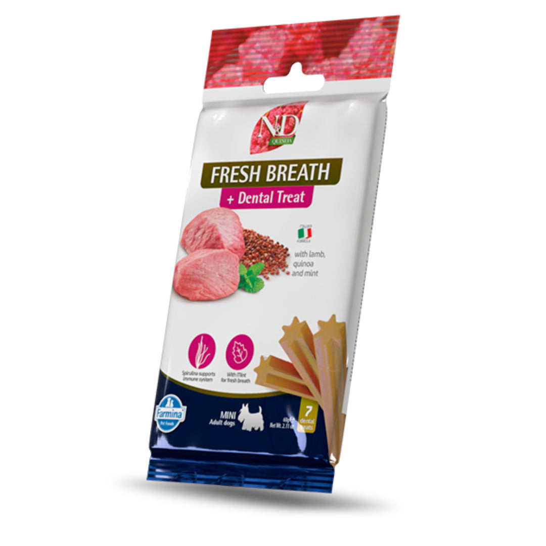 N&amp;D Quinoa Petisco Dentário Canino Hálito Fresco Mini Raças 60g 7 unidades