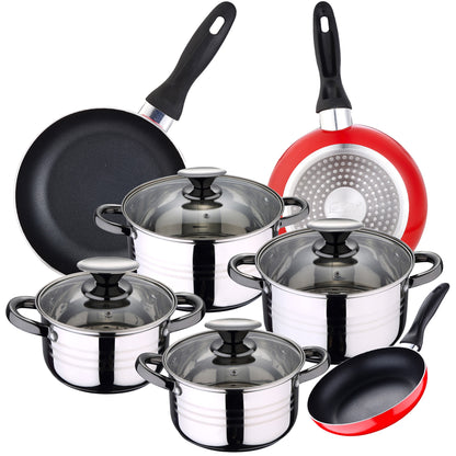 Bateria 8pc Acero Inoxidable Apta Para Inducción + 3 Sartenes 16/20/24 Cm San Ignacio_0
