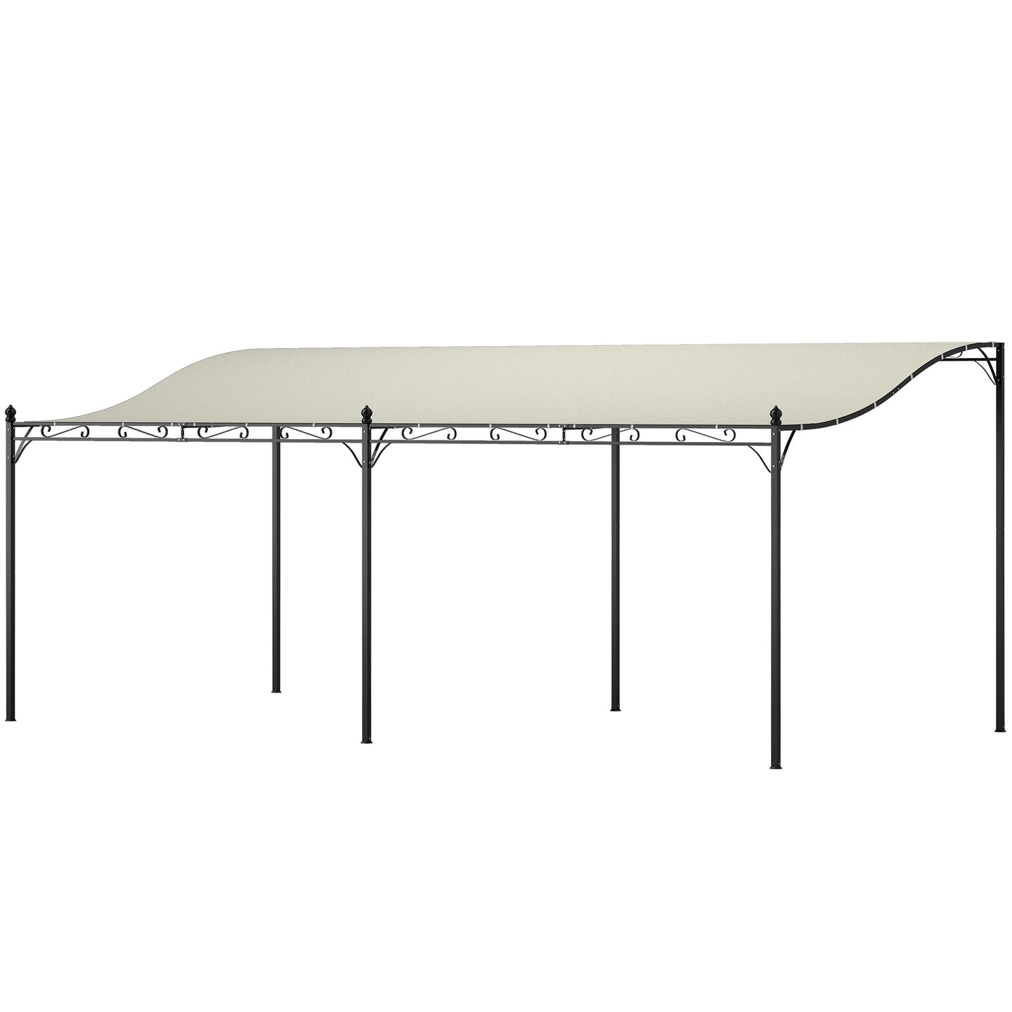 Outsunny Pérgola De Jardín 6x3 M Con Techo De Poliéster Impermeable Crema_0