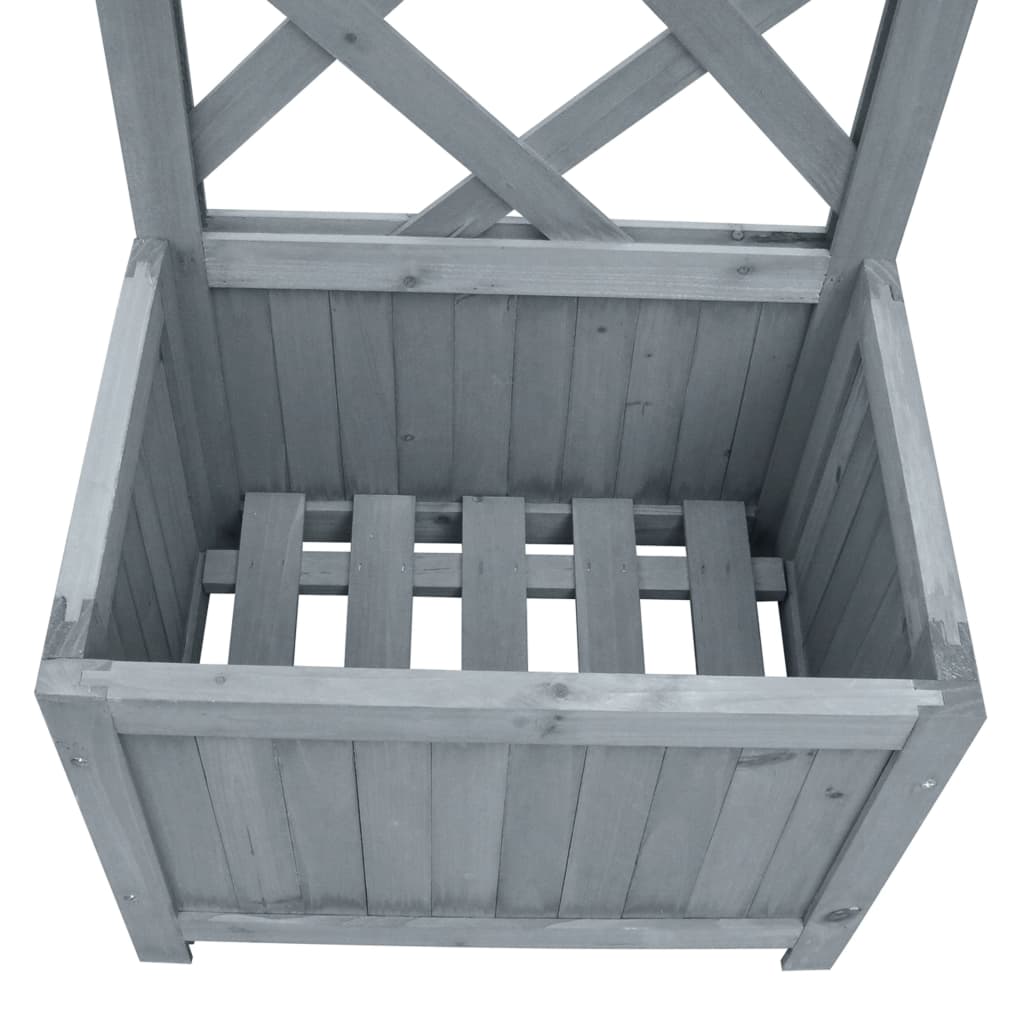 Jardinera Enrejada Madera Maciza De Abeto 40x30x135 Cm_2
