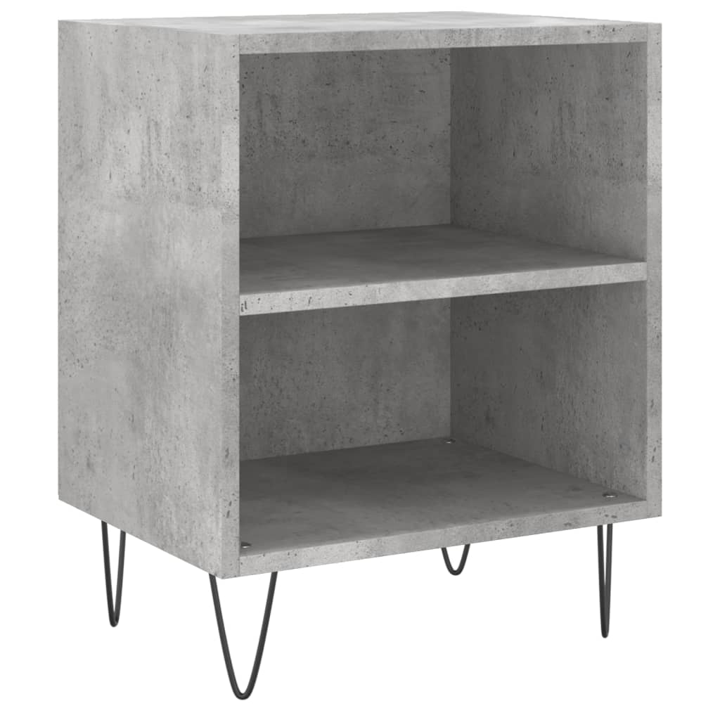 Mesita De Noche Madera De Ingeniería Gris Hormigón 40x30x50 Cm_0