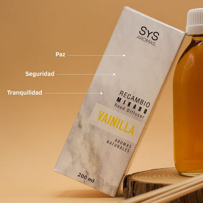 Recambio Mikado Vainilla 200 ml con Varillas | Aroma Dulce y Cálido | Refill Difusor | Larga Duración_2