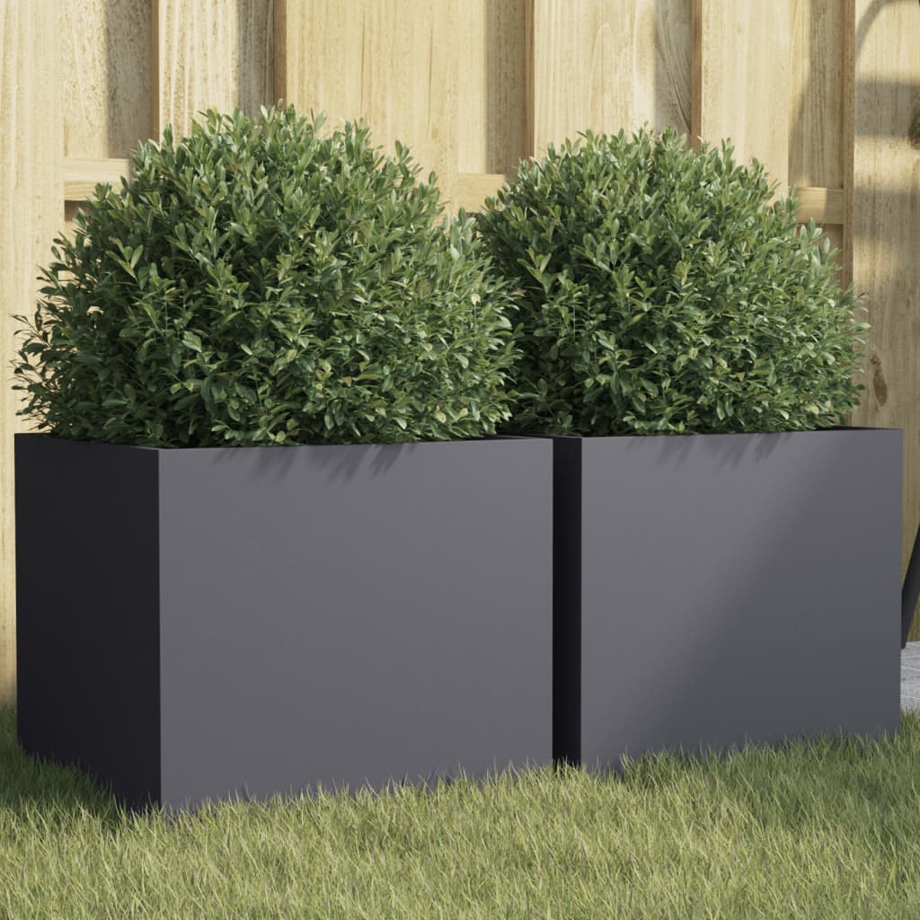 Jardineras 2 Unidades Acero Laminado En Frío Gris Antracita 32x30x29 Cm_1