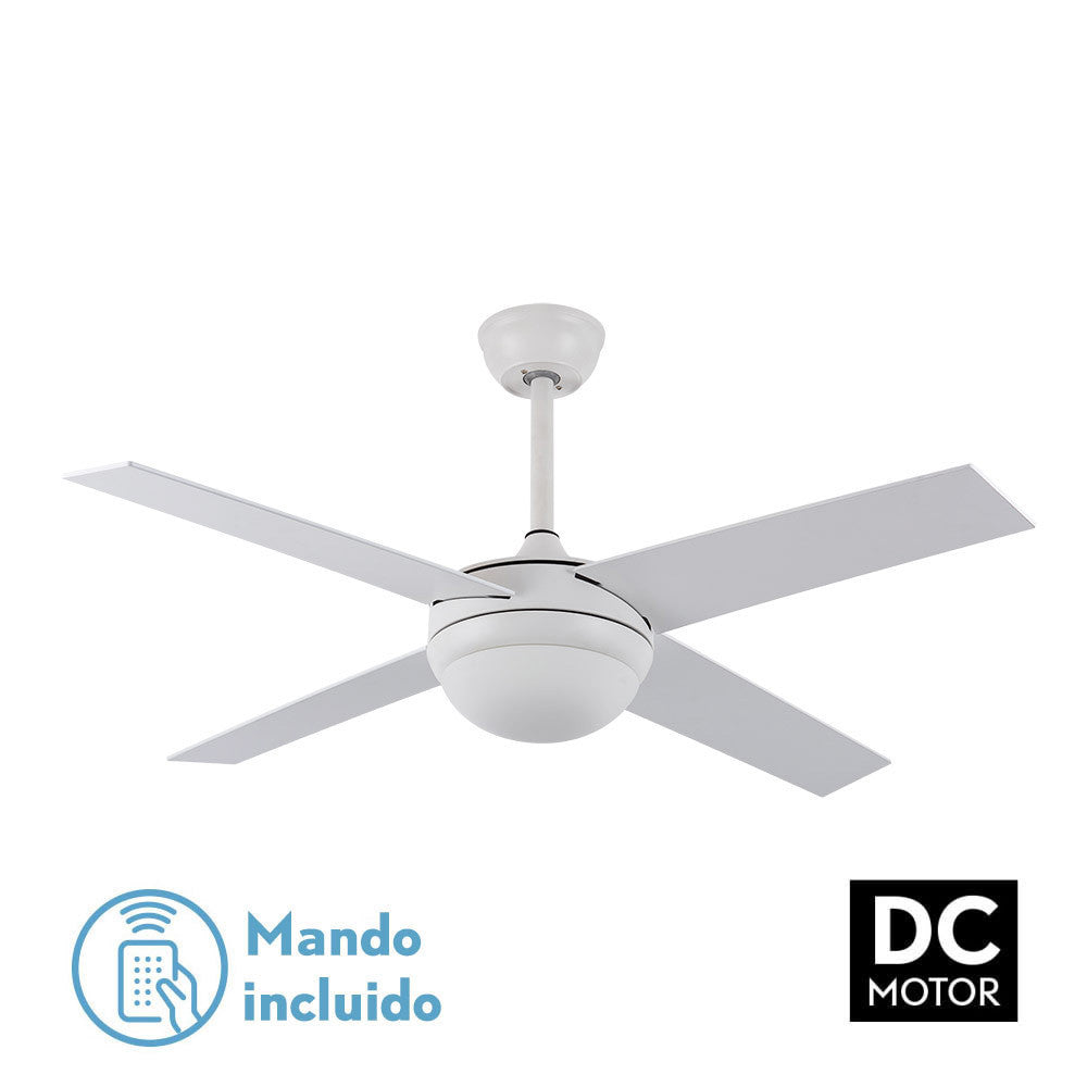 Ventilador Dc Ciro 2xe27 Blanco 4 Asp. Blanco/haya 35/45x116,8d Remoto Y Temporizador_0