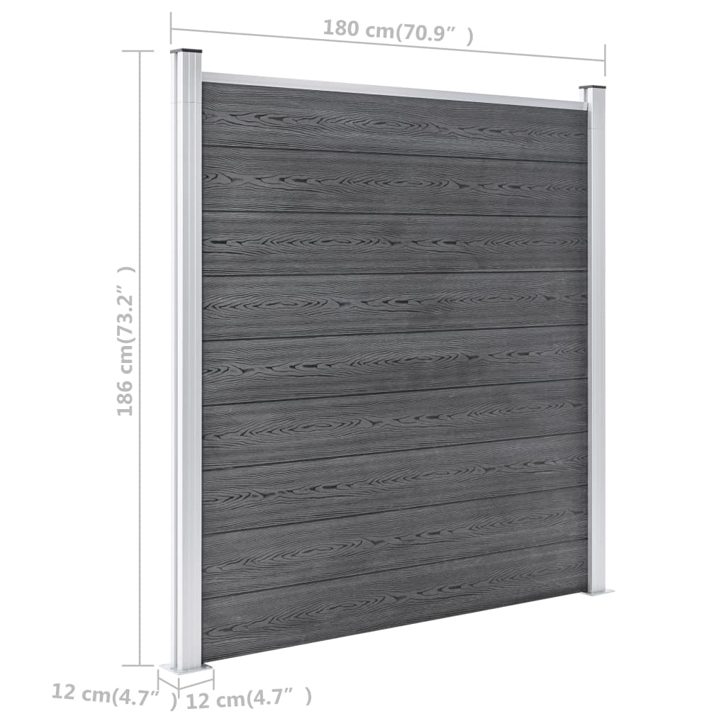 Valla De Jardín De Wpc Gris 1737x186 Cm / Vetonek_1