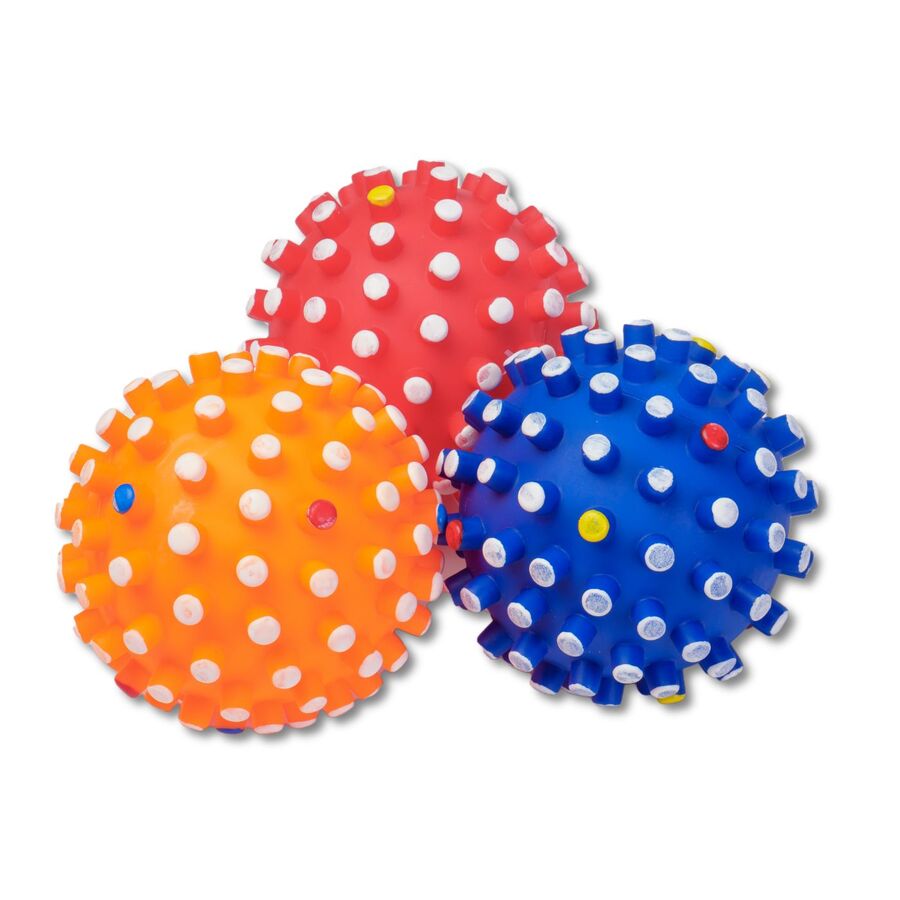 3 Pelotas Para Perro Modelo Sputnik De 10cm En Colores Surtidos. Plástico Vinilo Flexible Con Sonido_1