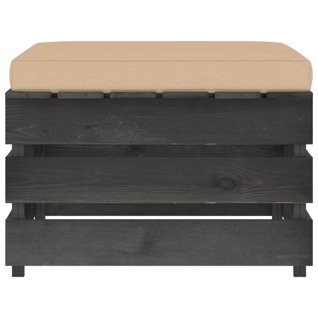 Muebles De Jardín 3 Piezas Con Cojines Madera Impregnada Gris / Vetonek_5