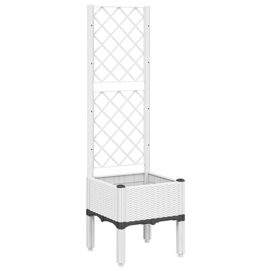 Jardinera Con Enrejado Pp Blanco 40x40x142 Cm_0
