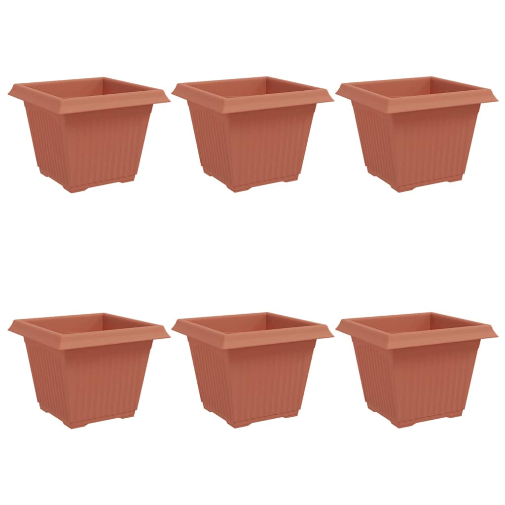 Maceta Cuadrada Para Flores 6 Uds. Rojo Ladrillo Plástico_0