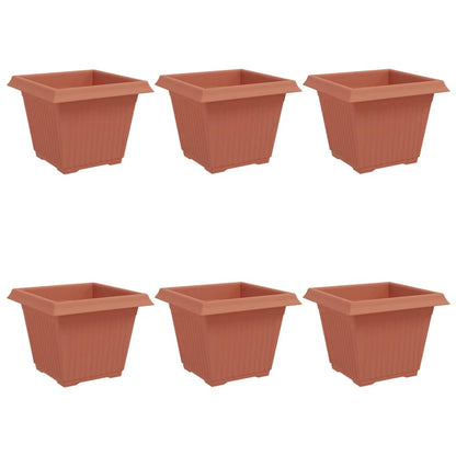 Maceta Cuadrada Para Flores 6 Uds. Rojo Ladrillo Plástico_0