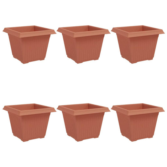 Maceta Cuadrada Para Flores 6 Uds. Rojo Ladrillo Plástico_0