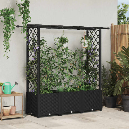 Cama Elevada Con Trellis Y Techo Negro 162,5 X 40 X 136 Cm Pp_1