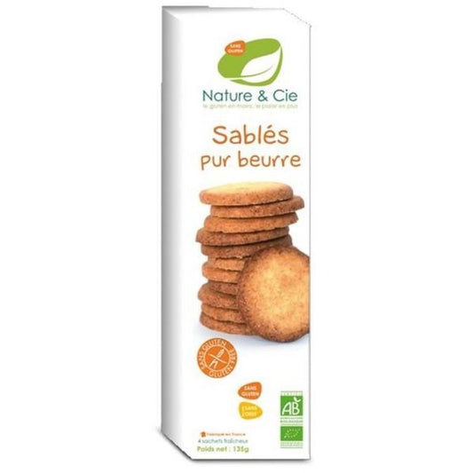 Biscoitos amanteigados biológicos sem glúten Nature&amp;Cie 135g 