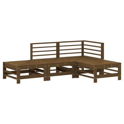 Vidaxl Juego De Muebles Jardín 4 Pzas Madera Maciza Pino Marrón Miel_0
