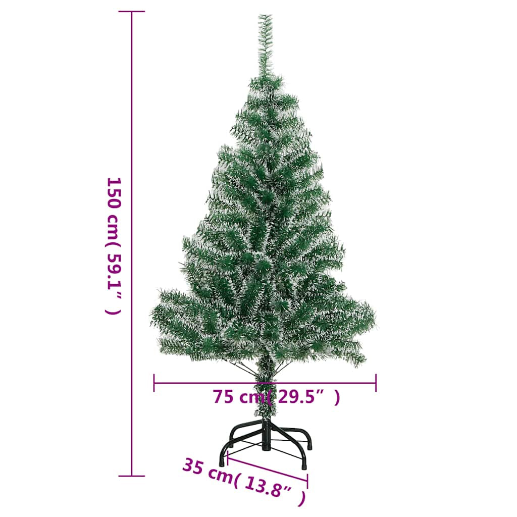 Vidaxl Árbol De Navidad Artificial Con 150 Leds Bolas Y Nieve 150 Cm_2