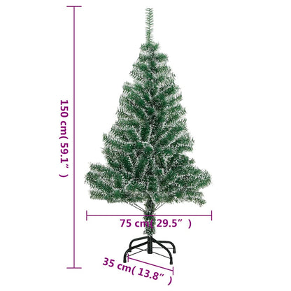 Vidaxl Árbol De Navidad Artificial Con 150 Leds Bolas Y Nieve 150 Cm_2