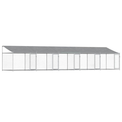 Jaula De Perros Techo Y Puertas Acero Galvanizado Gris 10x2x2 M_0