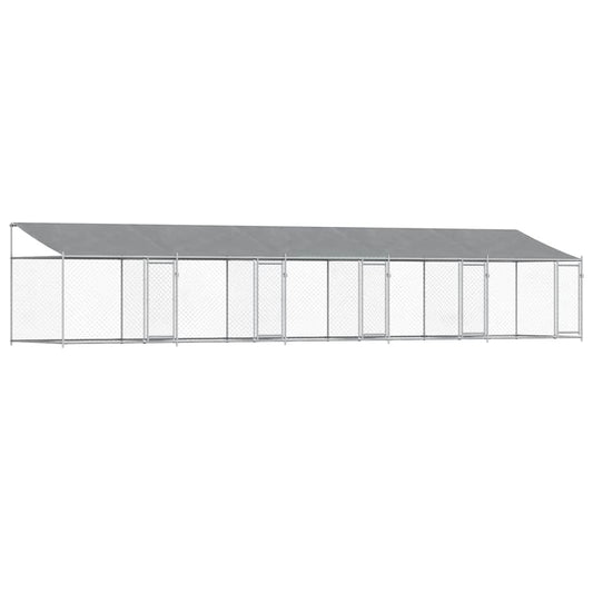 Jaula De Perros Techo Y Puertas Acero Galvanizado Gris 10x2x2 M_0