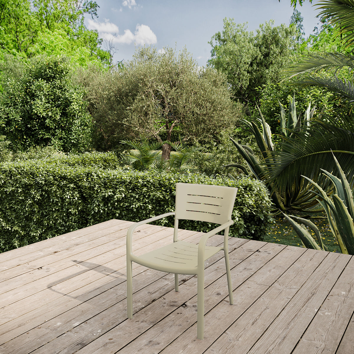 Lote De 4 Sillas De Jardín Apilables Inari Aluminio Beige Arena - Muebles De Jardín - 56x58xh85cm_4