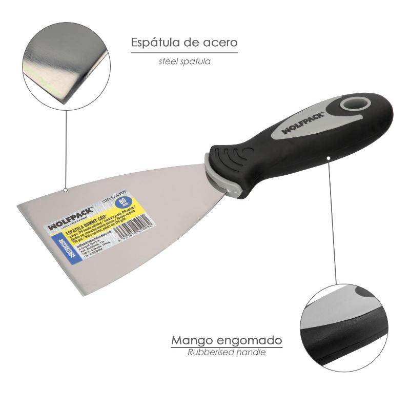 Espatula Mango Gummy Grip Hoja 80 Mm. Espatula Yeso, Espatula Pintor, Espatula Masillas, Espatula Pladur, Etc.