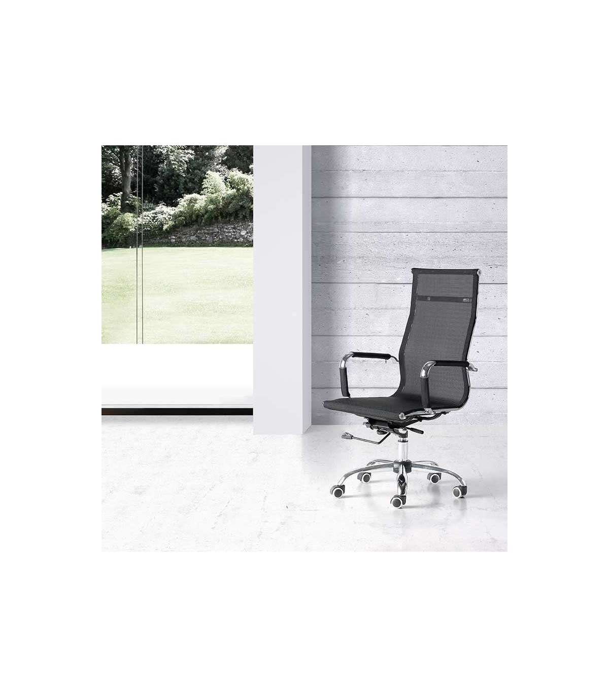 Silla Despacho Giratoria Elevable Acabado Negro, 60 Cm(ancho) 108-115 Cm(altura) 66cm(fond_5