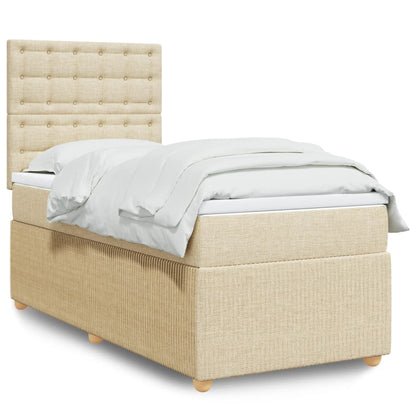 Cama Box Spring Con Colchón Tela Color Crema 80x200 Cm / Vetonek_5