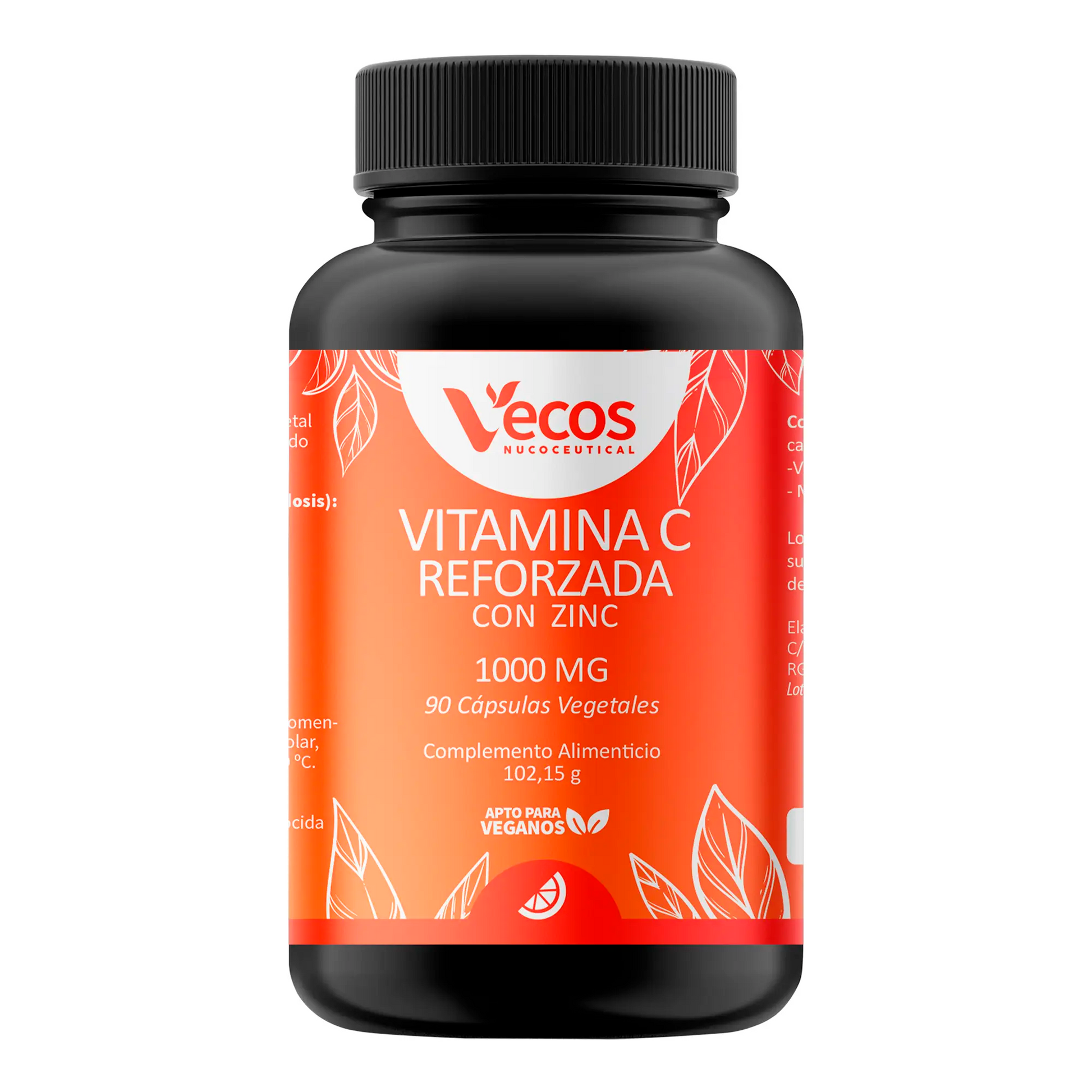 Vitamina C 1000 Mg Vecos 90 Cápsulas | Inmunidad Y Protección Oxidativa | Reforzada Con Zinc_0