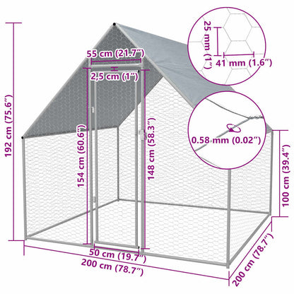 Vidaxl Jaula Gallinero De Exterior De Acero Galvanizado 2x2x1,92 M_4