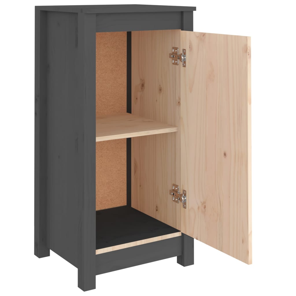 Aparador De Madera Maciza De Pino Gris 39x35x80 Cm / Vetonek_5