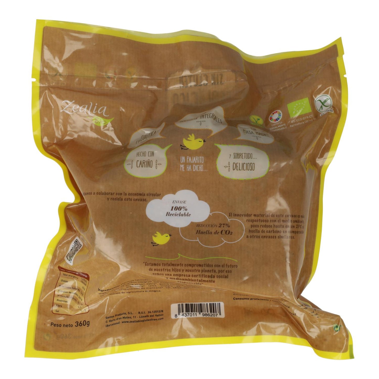 Pão moldado BIO sem glúten Zealia, 360 g