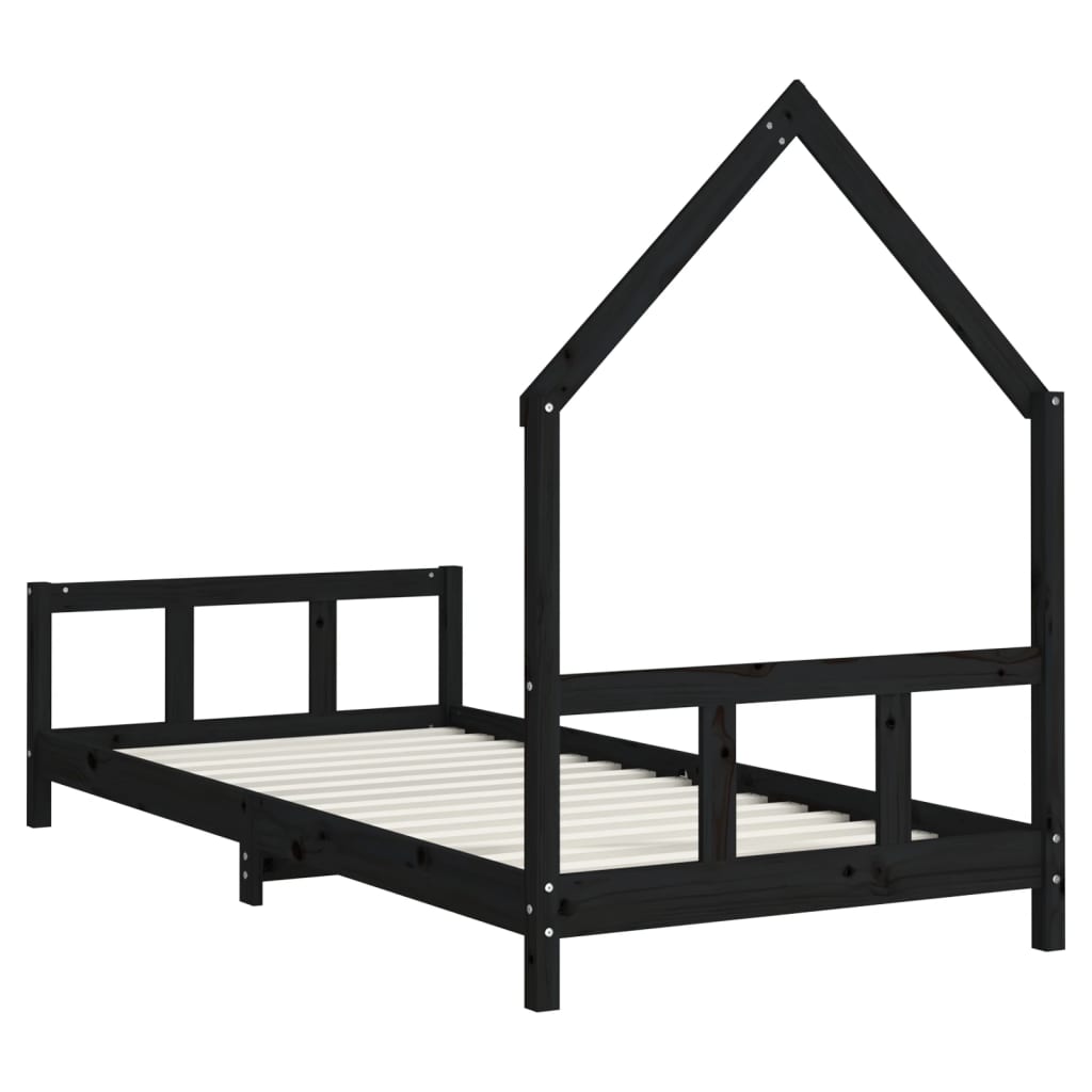 Estructura De Cama Para Niños Madera De Pino Negro 90x190 Cm / Vetonek_2