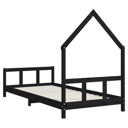 Estructura De Cama Para Niños Madera De Pino Negro 90x190 Cm / Vetonek_2