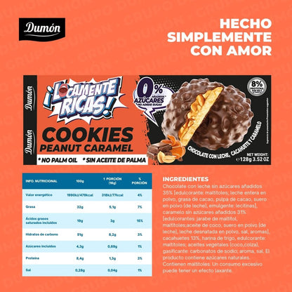 Galletas De Chocolate Con Leche, Cacahuete Y Caramelo, 128g - Dumón, Sin Azúcares Añadidos- Pack De 14 Unidades_3