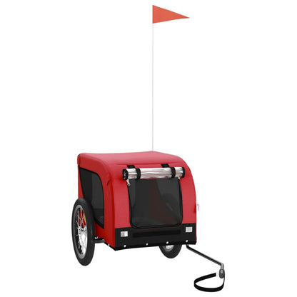 Remolque De Bicicleta Mascotas Hierro Tela Oxford Rojo Negro_0