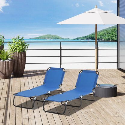 Outsunny Conjunto De 2 Tumbonas Plegables Con Respaldo 188x56x28 Cm Azul_1