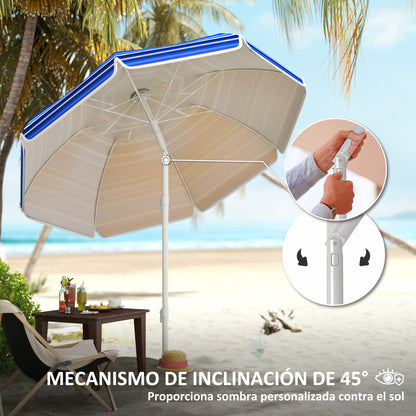 Outsunny Sombrilla De Playa Grande Ø180 Cm Con Ángulo Ajustable Protección Uv50+_5