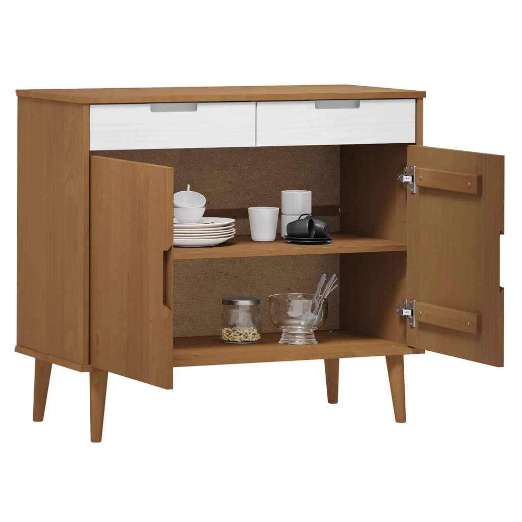 Aparador Molde Madera Maciza De Pino Marrón 90x40x80 Cm_5