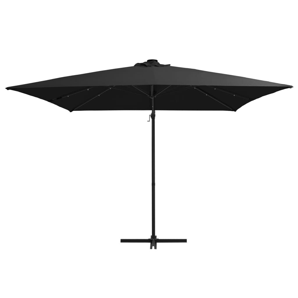 Vidaxl Sombrilla Voladiza Con Luces Led Y Poste Acero Negro 250x250 Cm_1