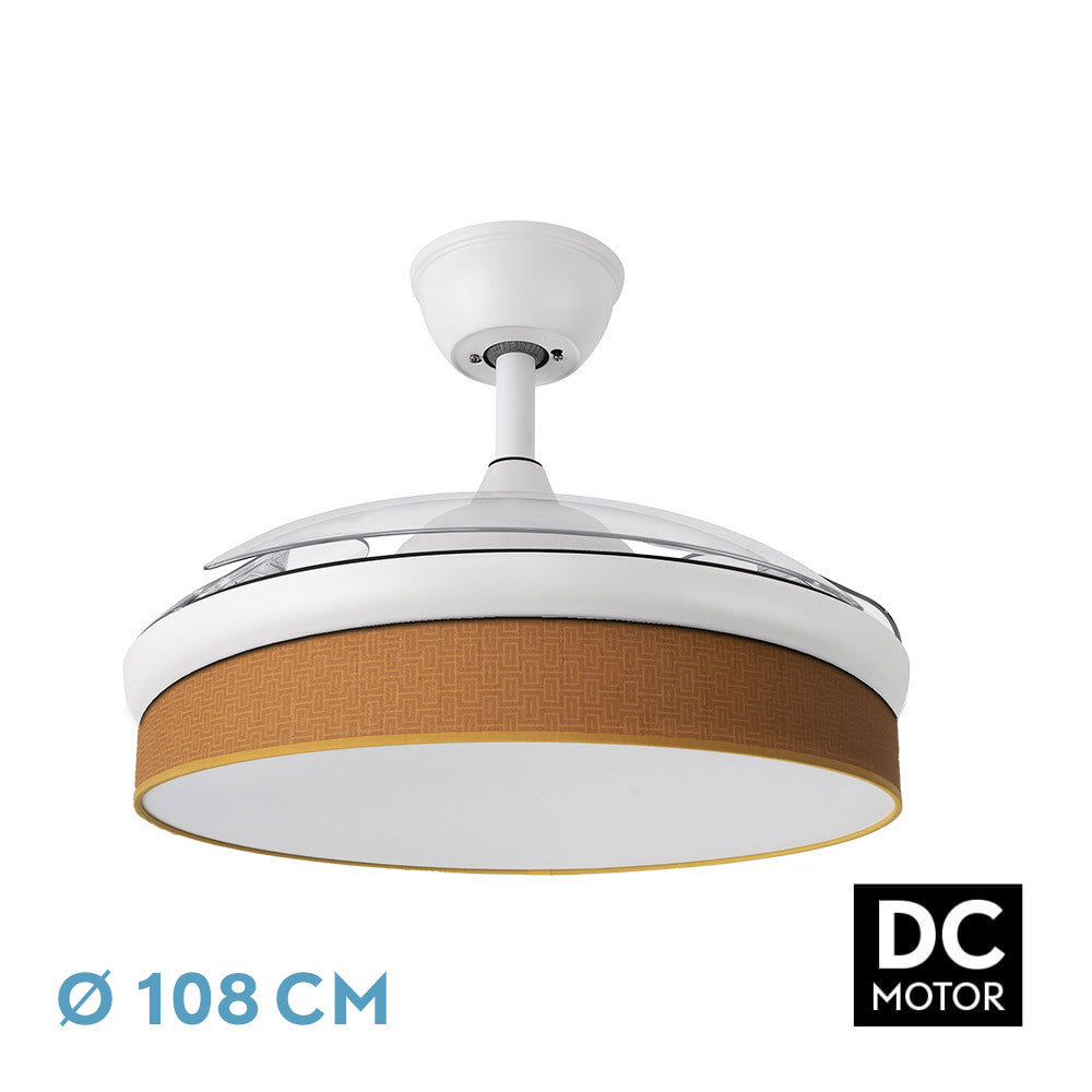 Ventilador Dc Moda 72w Blanco/naranja 108d 3aspas 7200lm 3000-4000-6000k Remoto+memoria+temporizador_0