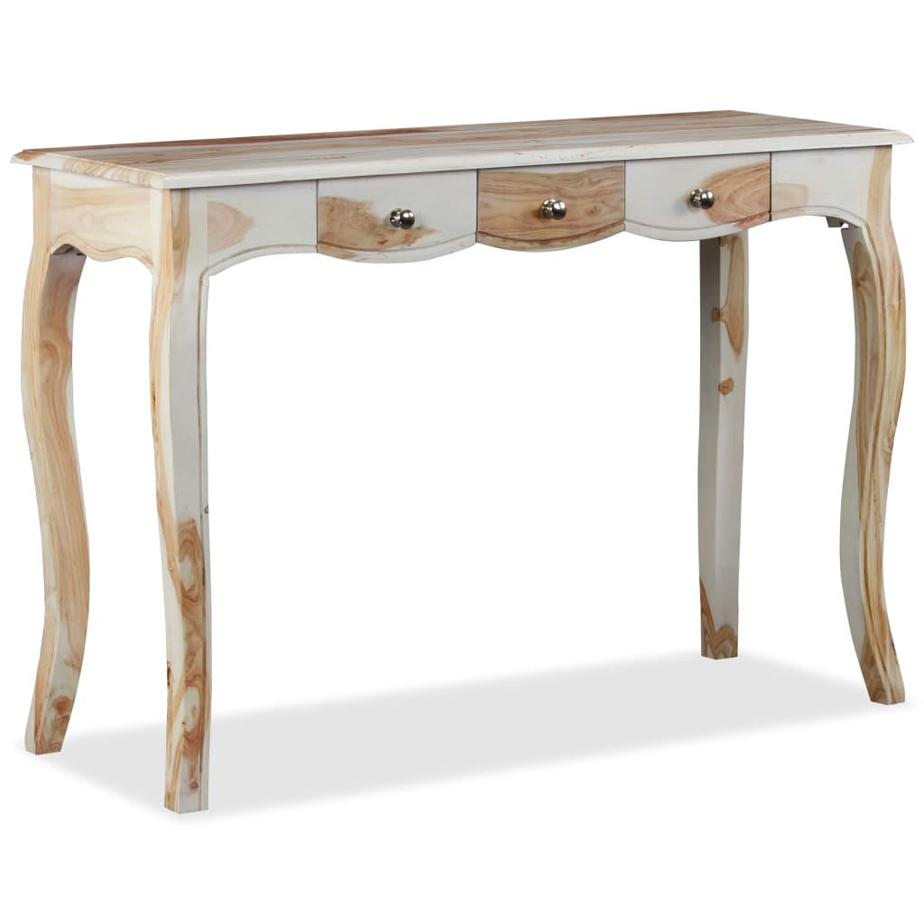 Mesa Consola Con 3 Cajones Madera Maciza Sheesham 110x40x76 Cm_3
