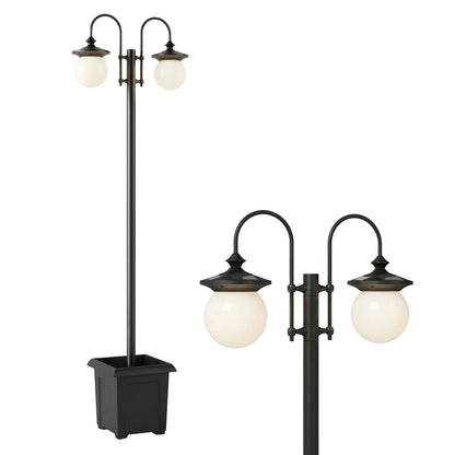Farola Solar Outsunny Abs, Acero Inoxidable Negro 53.5x30x182 Cm_0