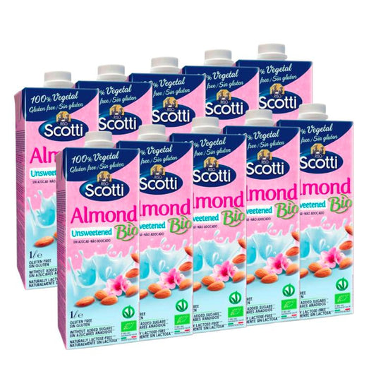 Pack de 10 Bebidas Scotti Orgânicas de Amêndoa sem Açúcar 1 L