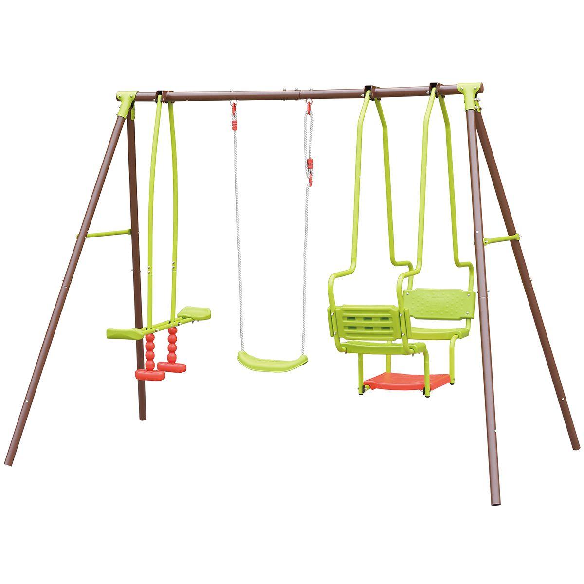 Balanço triplo de aço Soulet Malo com assento de gôndola