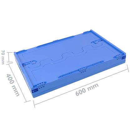 Caja De Plástico Eurobox Plegable Y Apilable. Contenedor Azul Con Tapa 60x40x32cm 65l 5-pack_2