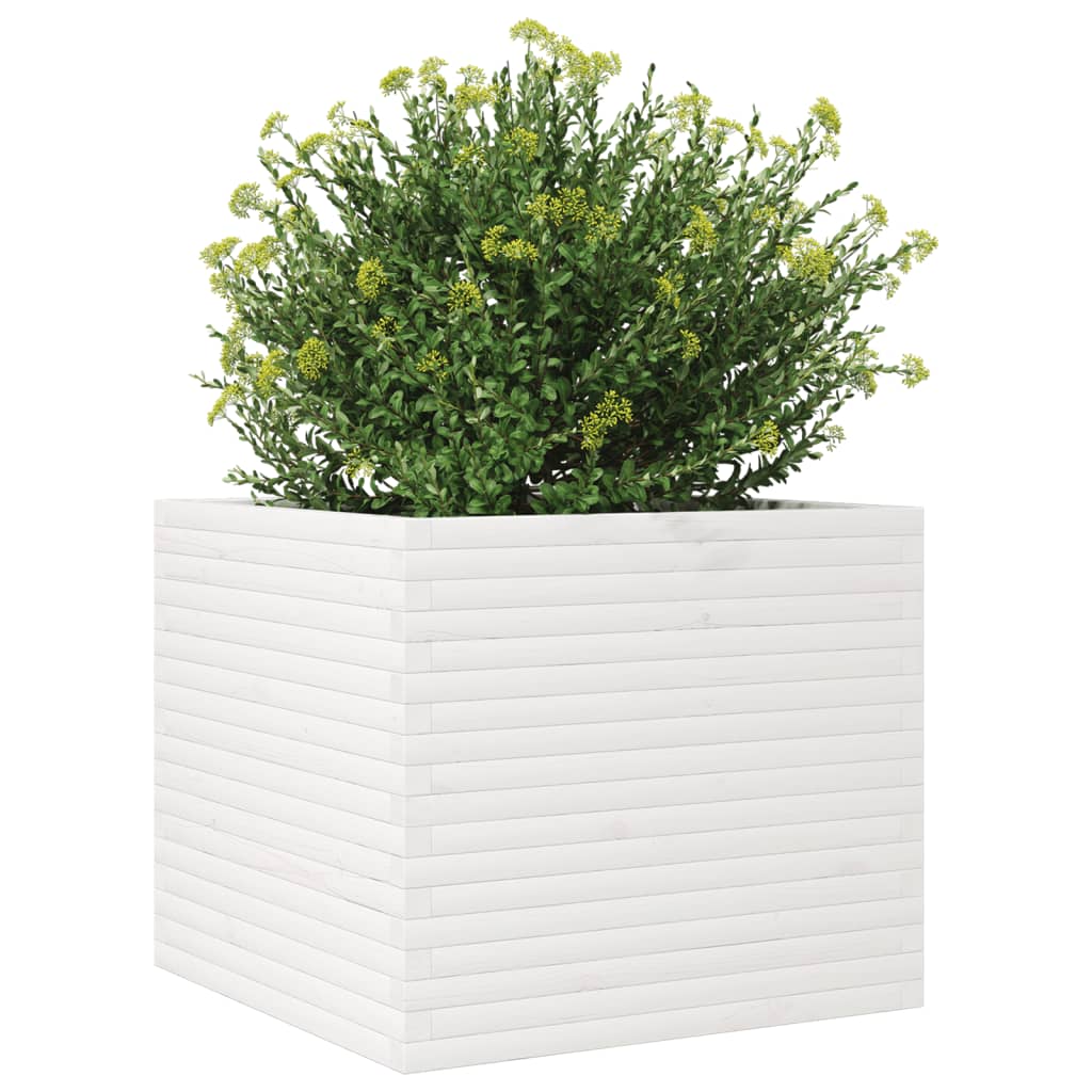 Jardinera Madera Maciza De Pino Blanco 80x80x68,5 Cm_3