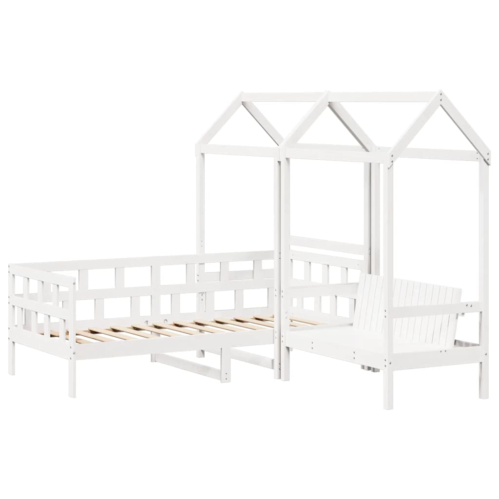 Sofá Cama Con Techo Madera Maciza De Pino Blanco 80x200 Cm_2