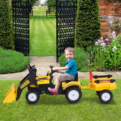 Homcom Tractor Pedales Excavadora Niño Con Pala Frontal Remolque 3 Años Carga 35_1