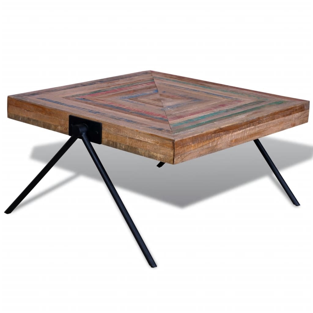 Mesa De Centro Con Patas En Forma De V Madera De Teca Reciclada_0