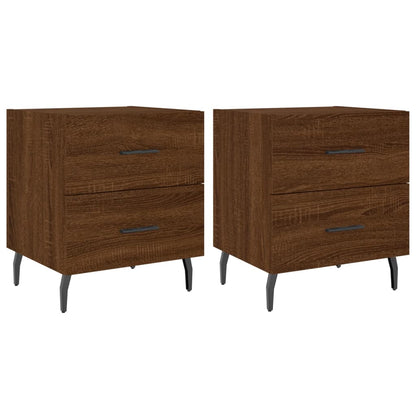 Mesita Noche 2 Uds Madera Ingeniería Marrón Roble 40x35x47,5 Cm_0