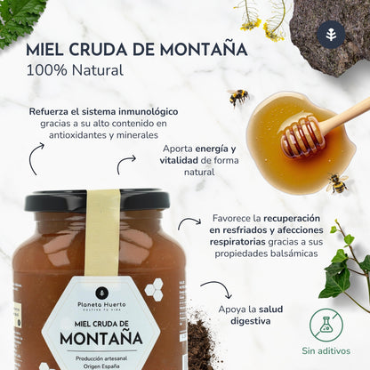 Pack 6x Miel Cruda de Montaña Planeta Huerto 1 Kg